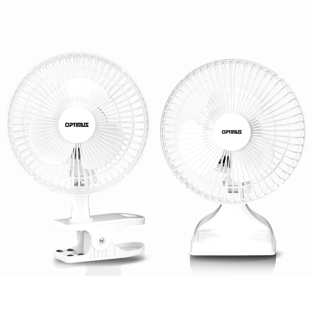 Optimus F-0645 6 Inch 2 Speed Convertible Personal Clip-On Table Fan, White