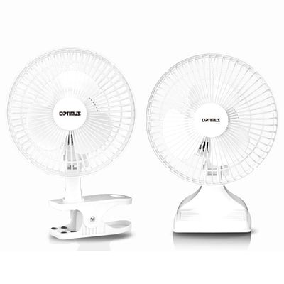 Optimus F-0645 6 Inch 2 Speed Convertible Personal Clip-On Table Fan, White