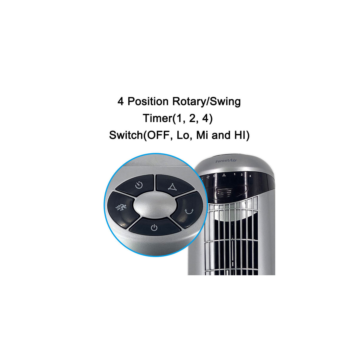Optimus F-7414 35 Inch 3 Speed Pedestal Tower Fan with Remote Control and LED