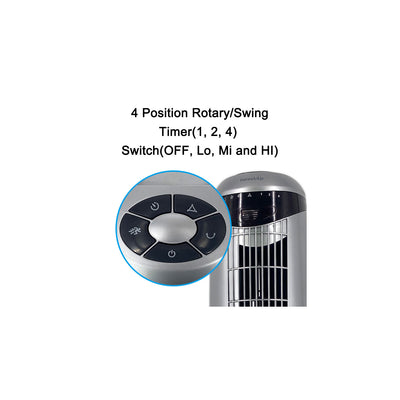 Optimus F-7414 35 Inch 3 Speed Pedestal Tower Fan with Remote Control and LED