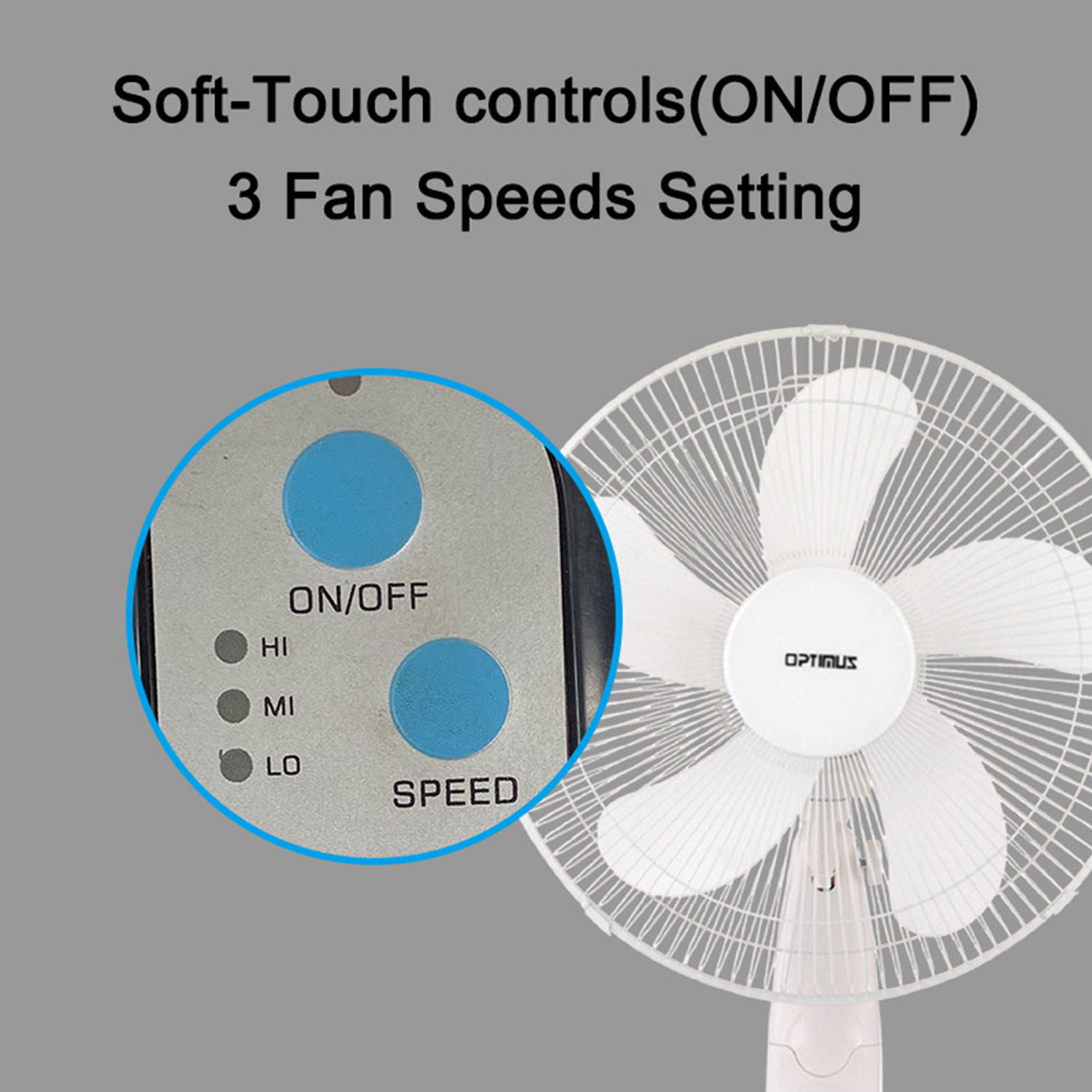 Optimus F-1760 16 inch Oscillating Stand Fan with 3 Speeds and Remote Control