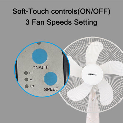 Optimus F-1760 16 inch Oscillating Stand Fan with 3 Speeds and Remote Control