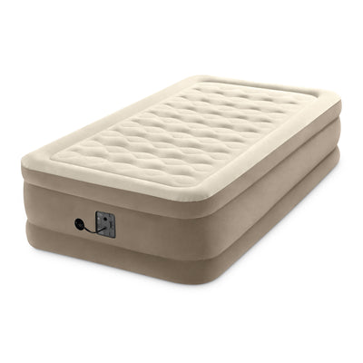 Intex Plush Fiber-Tech Airbed Air Mattress w/ Built-In Pump Twin (Open Box)