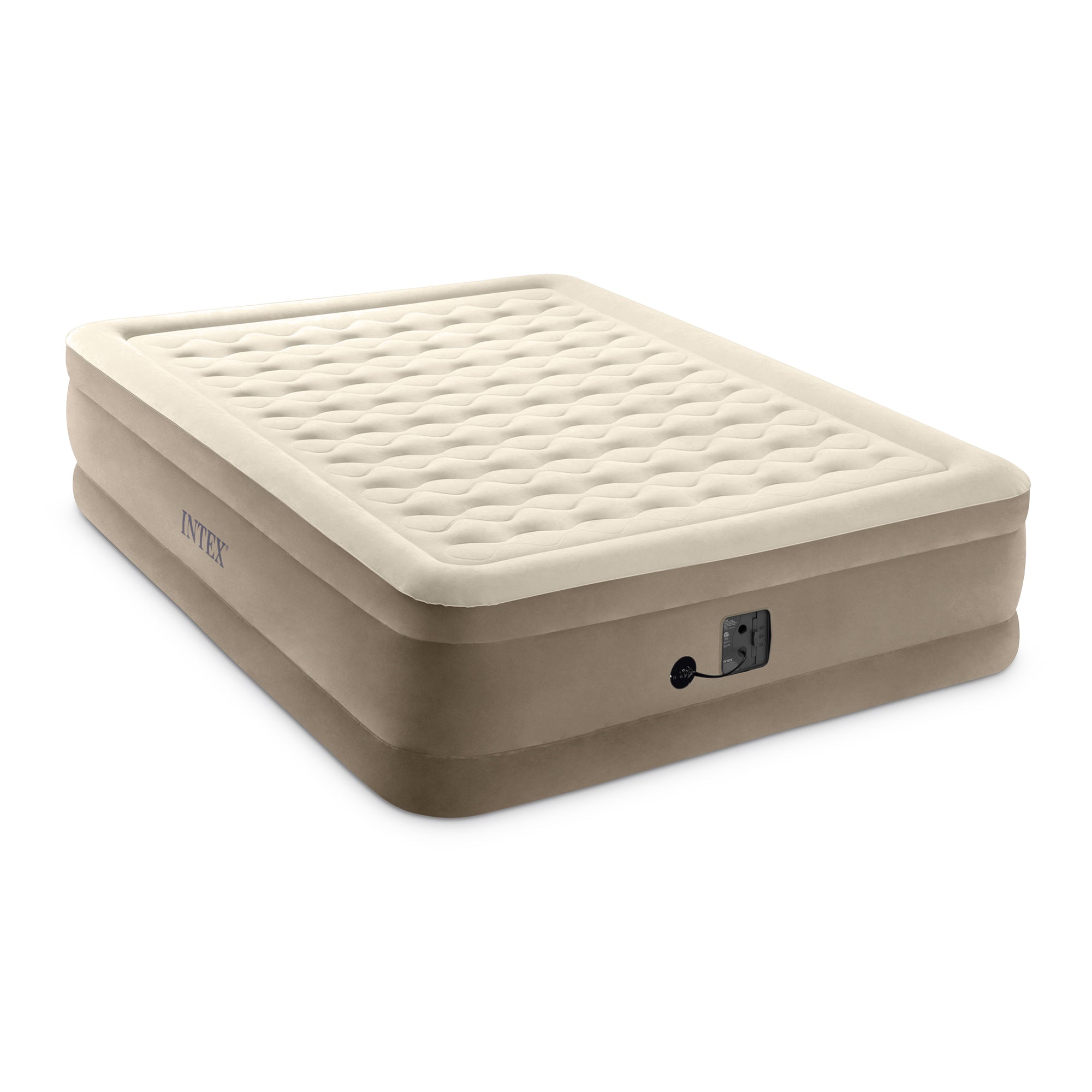 Intex Ultra Plush Fiber-Tech Airbed Elevated Air Mattress & Built-In Pump, Queen - VMInnovations