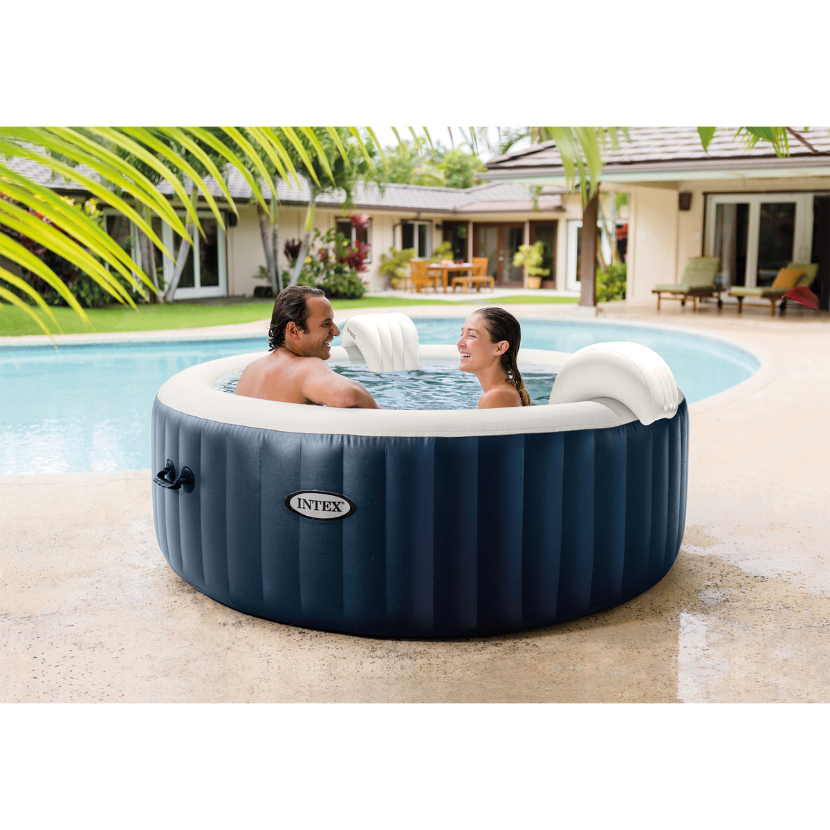 Intex PureSpa 4 Person Inflatable Portable Heated Jet Hot Tub & Cover Package