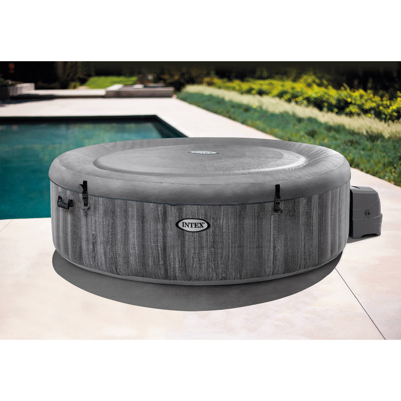 Intex PureSpa Greywood Deluxe 6 Person Inflatable Hot Tub Jet Spa, Gray (Used)