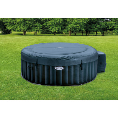 Intex PureSpa Plus 4 Person Portable Inflatable Hot Tub Bubble Jet Spa Kit, Navy - VMInnovations