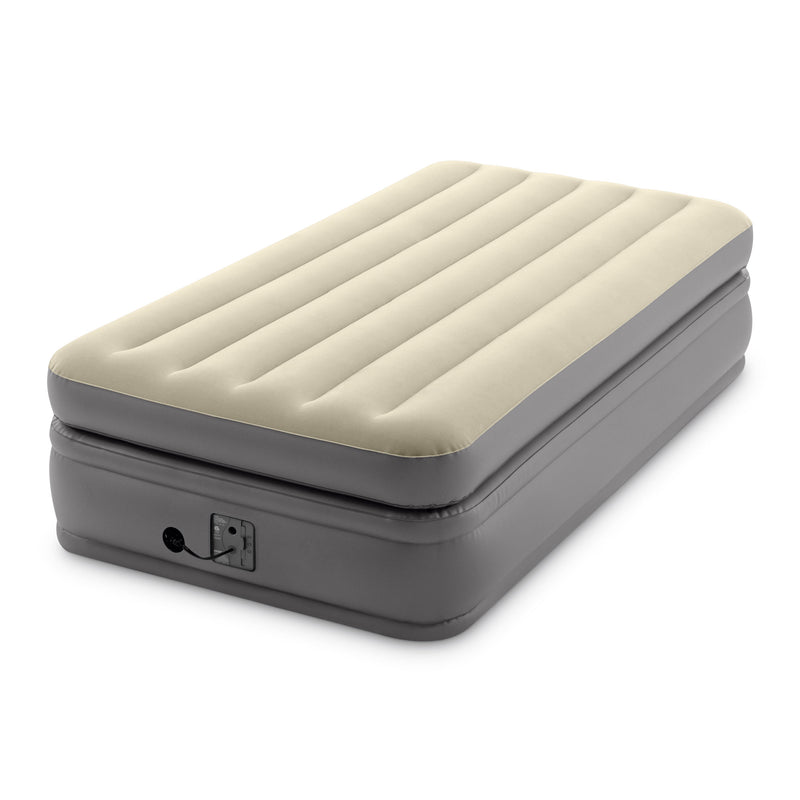 Intex Dura Beam Plus Fiber-Tech Air Mattress with Built-In Pump, Twin (Used)