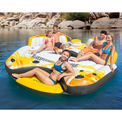 Intex 5 Person Inflatable Laguna Island Lounging Pool Float, Yellow (Open Box)