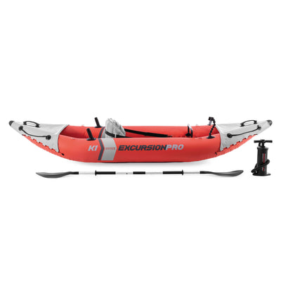 Intex Excursion Pro 1 Person Inflatable Vinyl Kayak with Oar and Pump (Used)