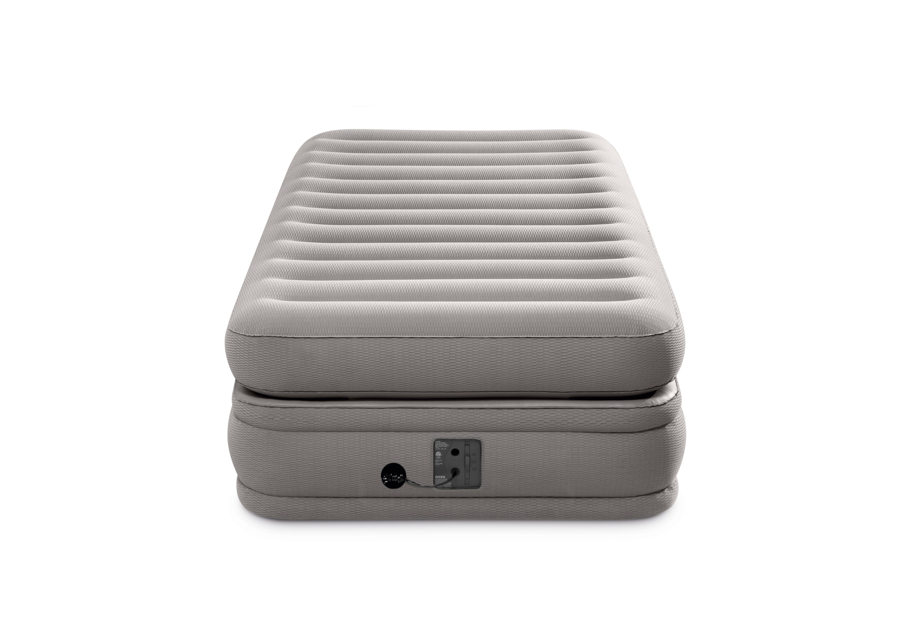 Intex 64443EP Prime Comfort Gray Elevated Air Mattress with Built-In Pump, Twin
