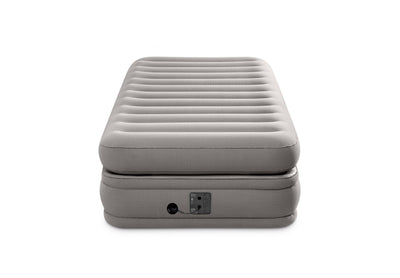 Intex 64443EP Prime Comfort Gray Elevated Air Mattress with Built-In Pump, Twin