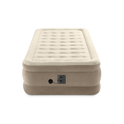Intex Ultra Plush Fiber-Tech Airbed Elevated Air Mattress w/ Built-In Pump, Twin