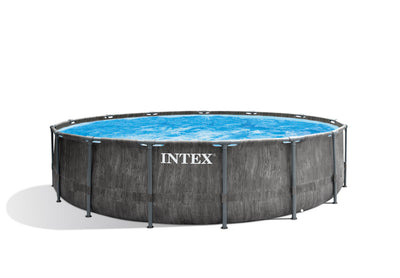 Intex 15ft x 48in Greywood Prism Steel Frame Pool Set w/ Pump & Chlorine Tabs - VMInnovations