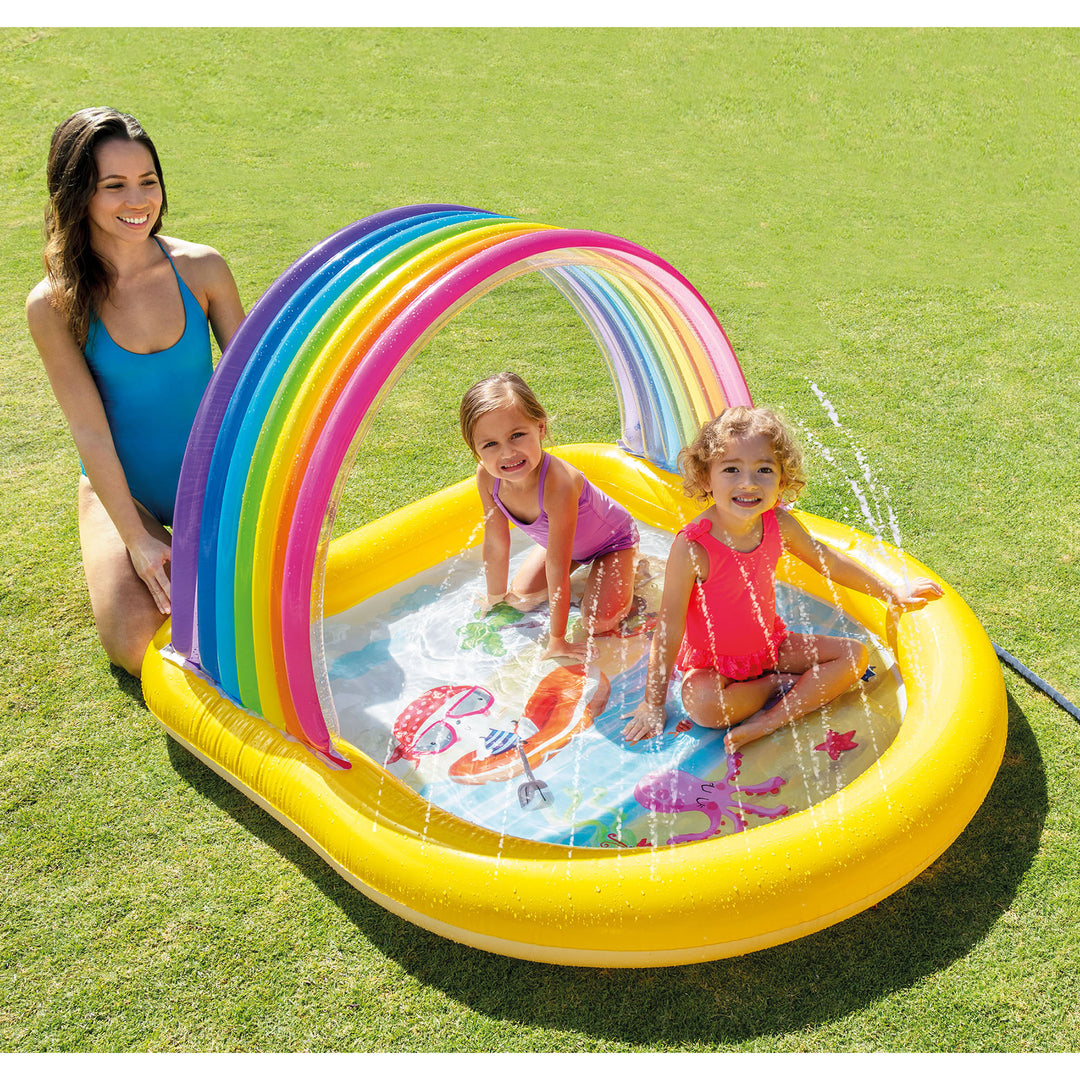 Intex 57156EP 22-Gallon Inflatable Rainbow Arch Kids Spray Pool for Ages 2 & Up - VMInnovations
