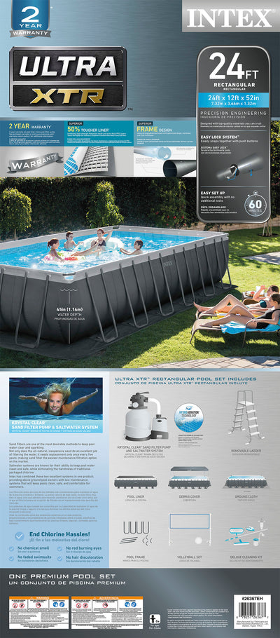 Intex 24' x 12' x 52" Ultra XTR Frame Above Ground Pool Set w/ 3" Chlorine Tabs - VMInnovations
