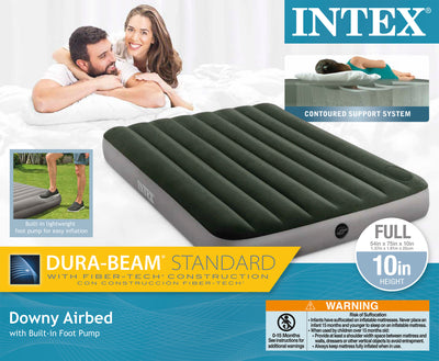 Intex Dura-Beam Downy Airbed with Built-In Foot Pump, Full Size (Open Box)