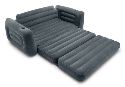 Intex Inflatable Pull-Out Sofa Bed Sleep Away Futon Couch, Queen, Gray (2 Pack)