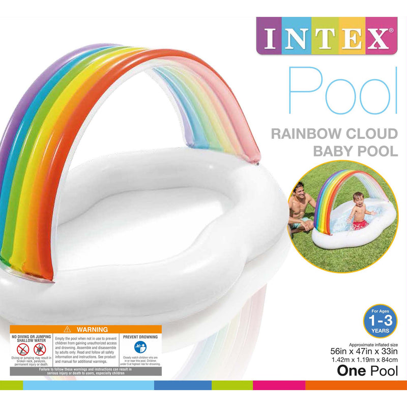 Intex Inflatable Rainbow Cloud Baby Pool for Ages 1-3 Years Old (Open Box)