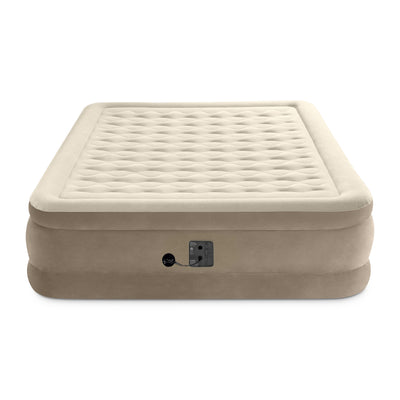 Intex Ultra Plush Fiber-Tech Airbed Elevated Air Mattress & Built-In Pump, Queen - VMInnovations