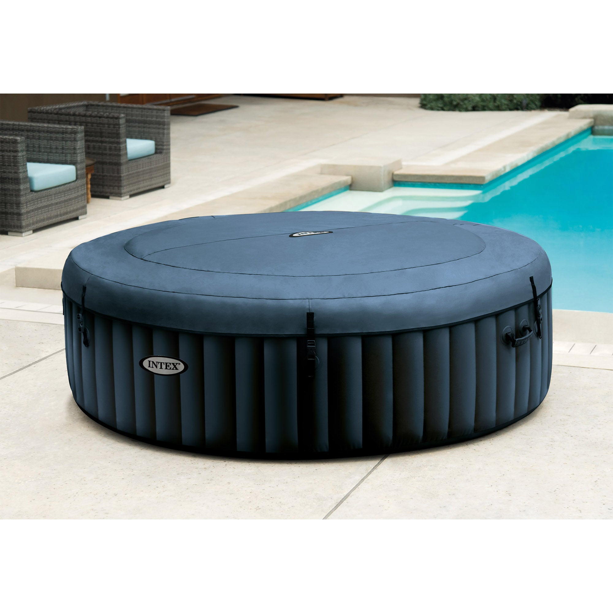 Intex 6 Person Pop Up Hot Tub Bundled w/ PureSpa Slip-Resistant Seats (4 Pack) - VMInnovations
