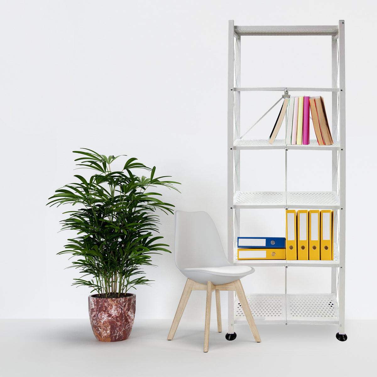 Origami 6-Shelf Open Styled Home Deco Rack Bookshelf, White (Open Box)
