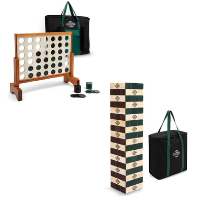 Lancaster Gaming Company 4 In A Row Wooden Game Set & Giant Tumbling Tower Set - VMInnovations