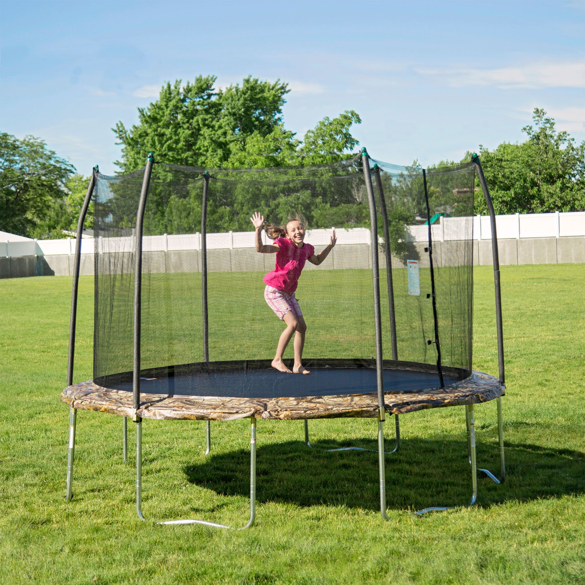 Skywalker Trampolines 12 Foot Round Outdoor Trampoline with Enclosure, Camo