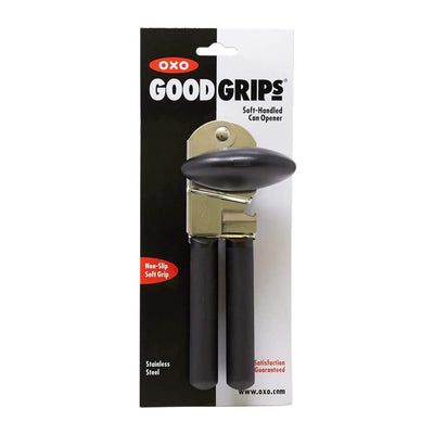 OXO Good Grips Soft Handled Stainless Steel Can Opener with Bottle Opener, Black