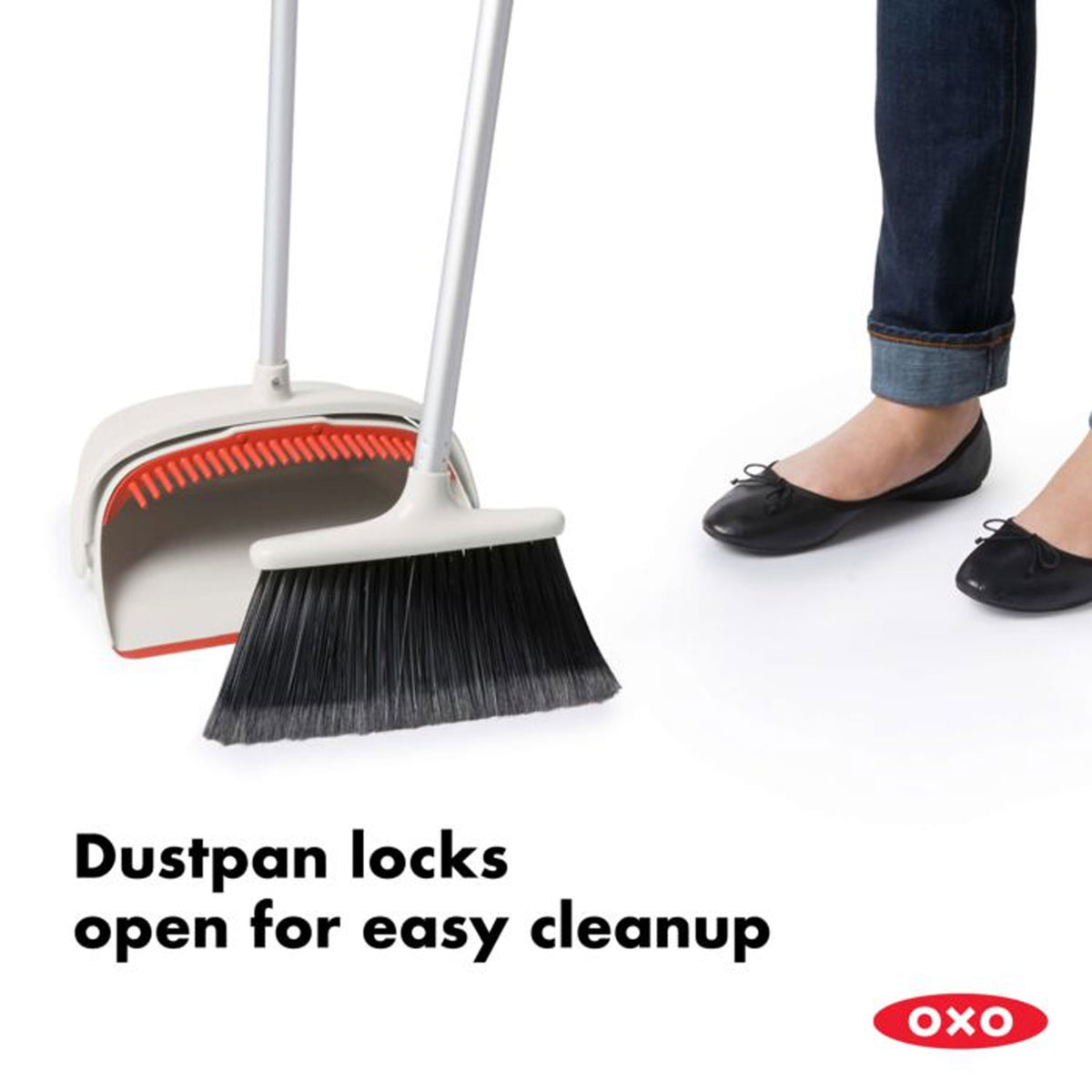 OXO Large Extendable Broom and Dustpan 2 Pc Upright Cleaning Sweeper Set (Used)