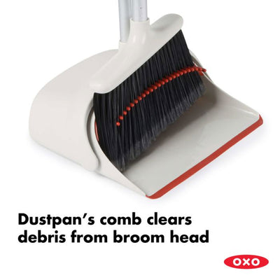 OXO Large Extendable Broom and Dustpan 2 Pc Upright Cleaning Sweeper Set (Used)