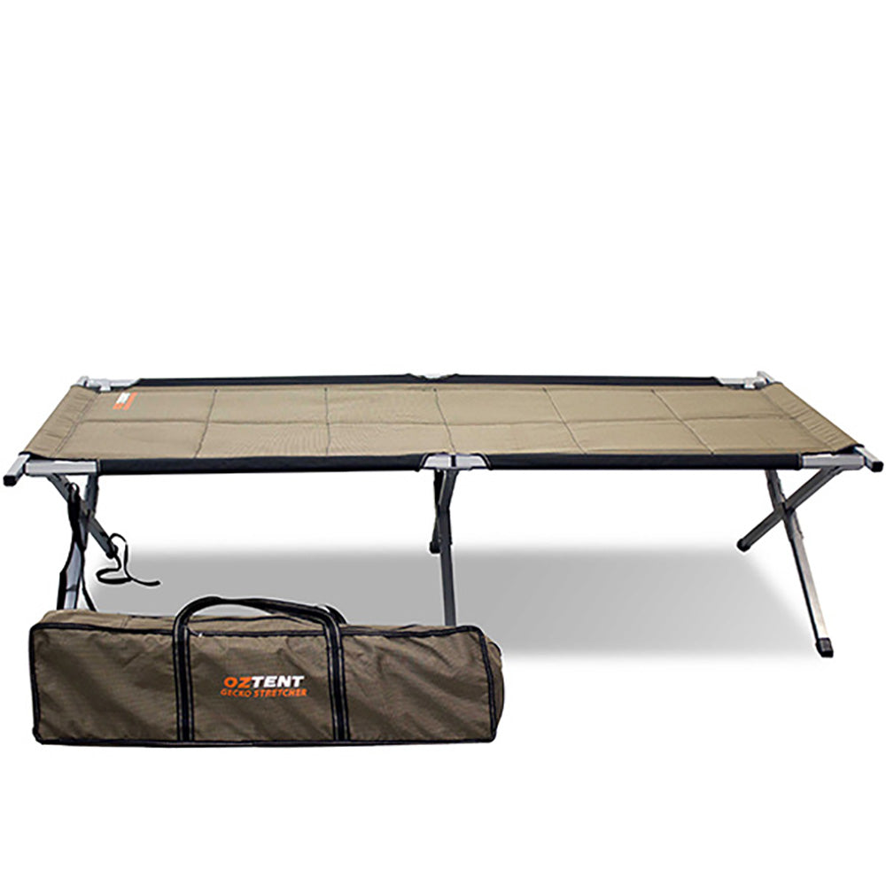 Oztent Gecko Supportive Folding Camping Cot, Sleeping Cot Bed, Beige (Open Box)