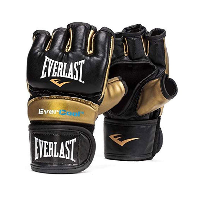 Everlast Everstrike M/L Light Bag MMA Grappling Gloves, Black & Gold(Used)