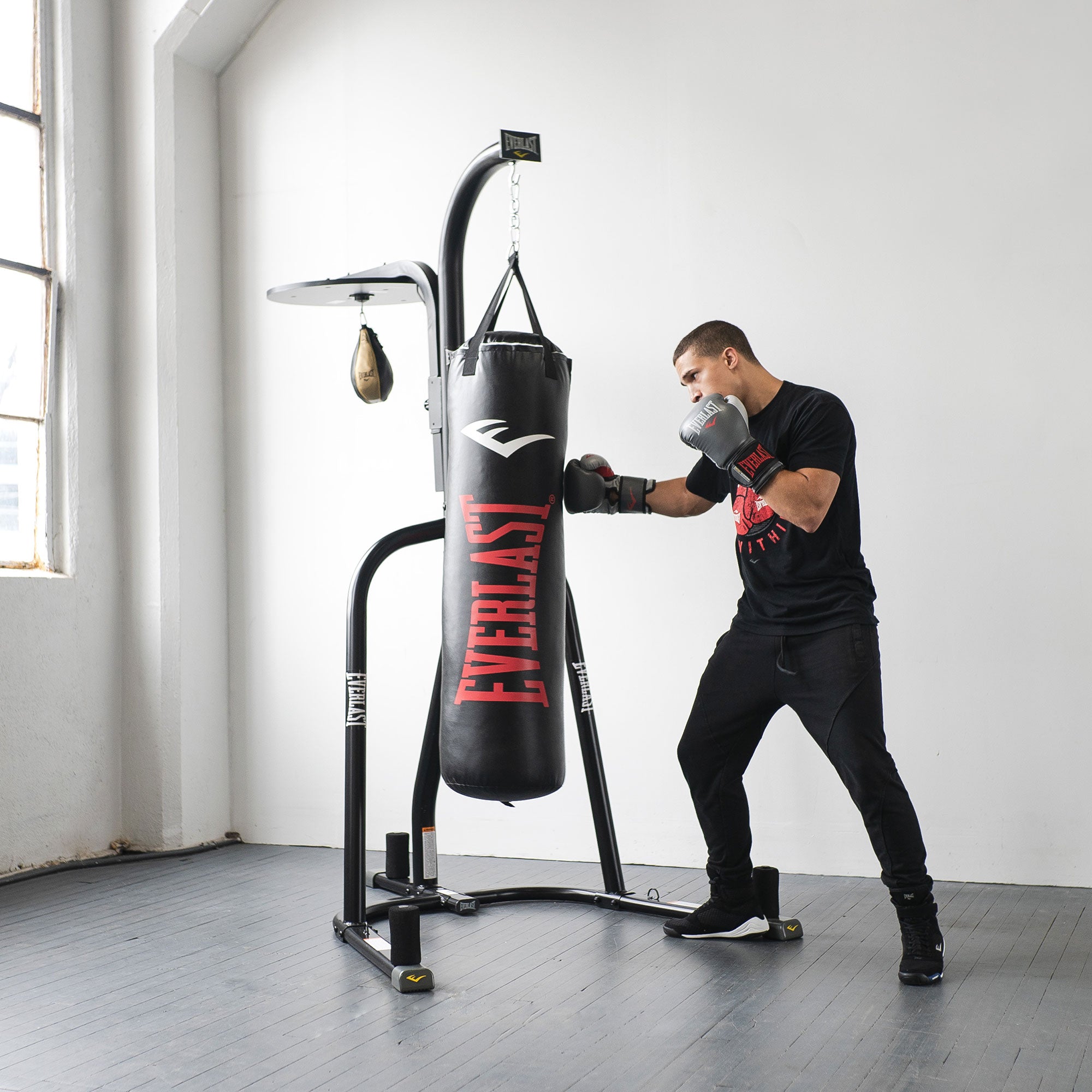 Everlast 2 Station Dual  Powder Coated Steel Heavy and Speed Bag Stand (Used) - VMInnovations