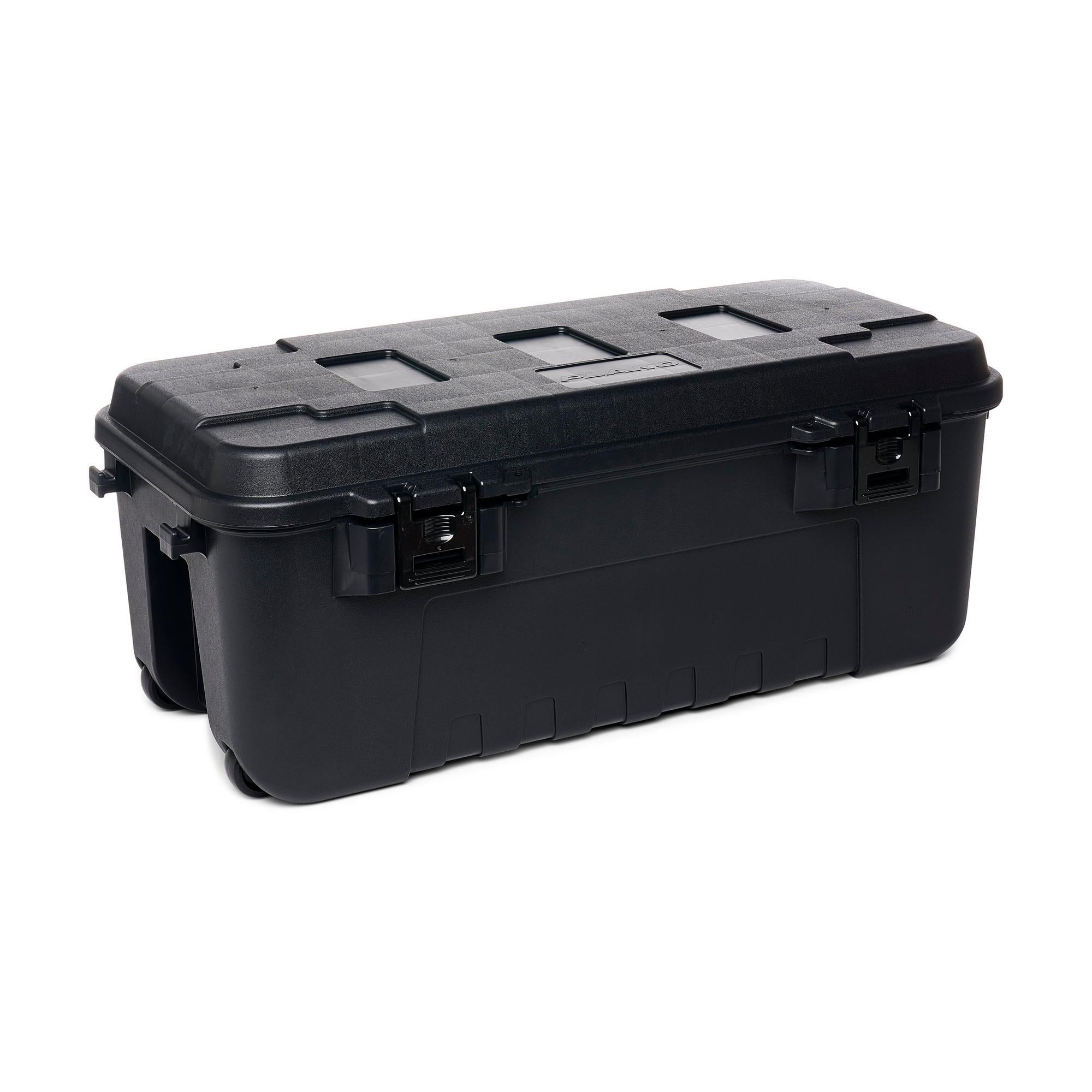 Plano 3 Pack Large Sportsman's Trunk for Outdoor Gear & Tools with Wheels, Black