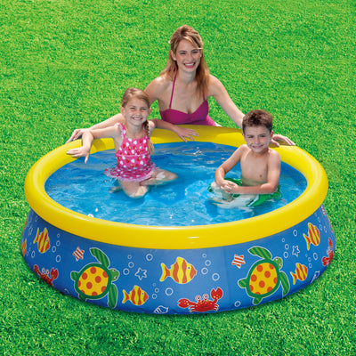 Summer Waves 5 Foot by 15 Inch Inflatable Ring Pool with Ocean Print (Open Box)