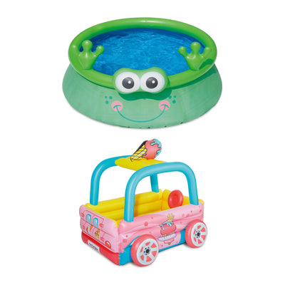 Summer Waves 6ft x 20in Inflatable Frog & Ice Cream Truck Pool & Play Center