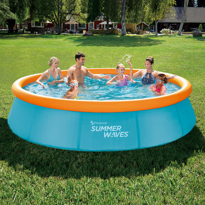 Summer Waves 12 Foot Wide Inflatable Quick Set Pool with 3D Goggles (Open Box)