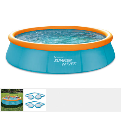 Summer Waves 12 Foot Wide Inflatable Quick Set Pool with 3D Goggles (Open Box) - VMInnovations