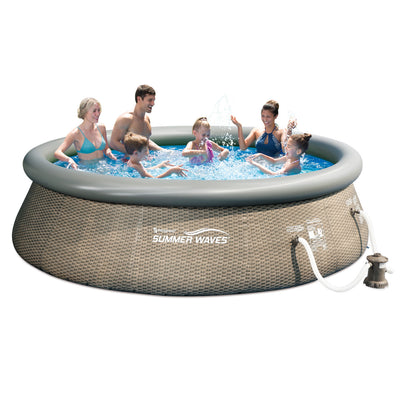 Summer Waves 14ft x 36in Above Ground Inflatable Swimming Pool with Pump (Used)