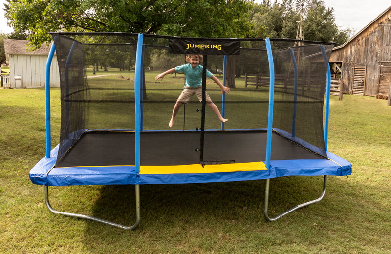 JumpKing JKRC1014C319 10 x 14 Foot Enclosed Rectangular Trampoline with G3 Pole