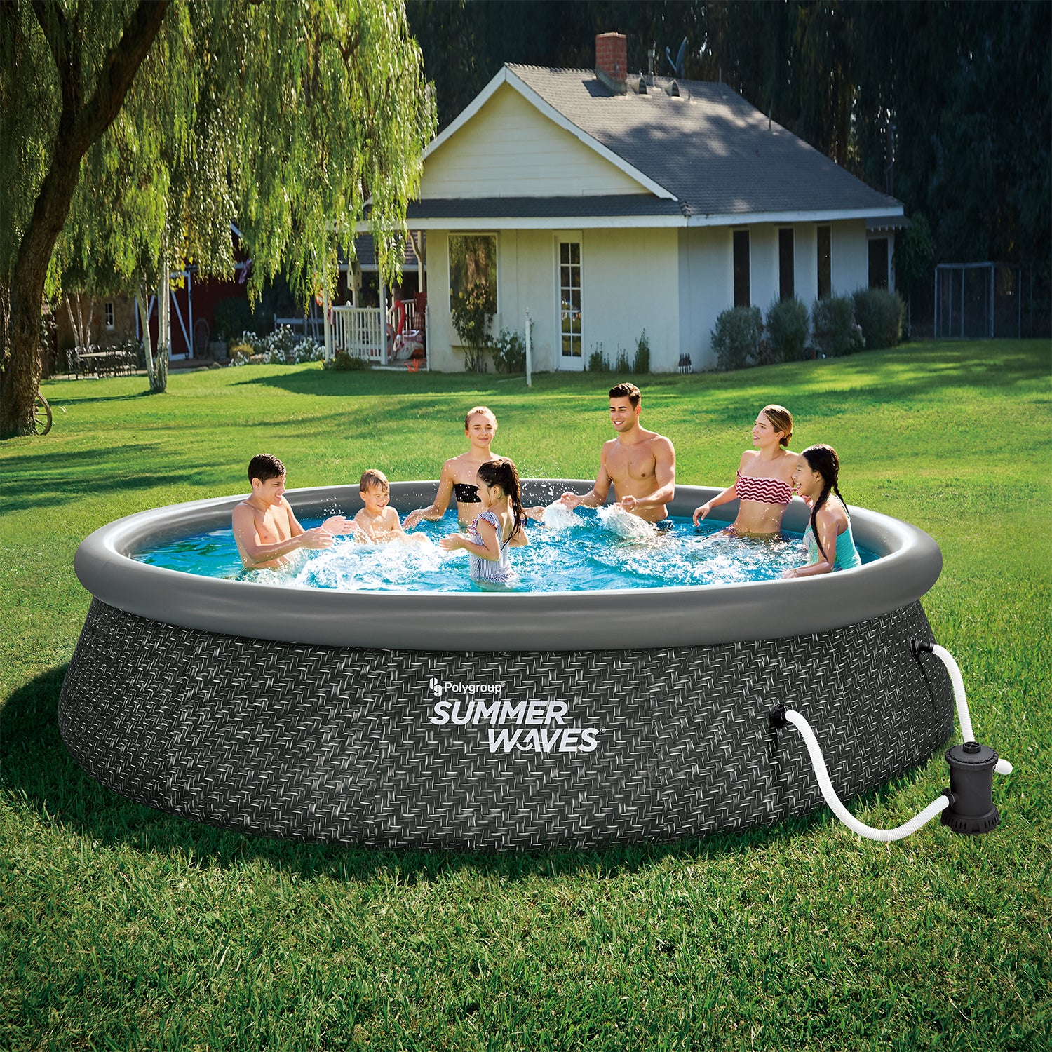Summer Waves 14 x 3 Ft Quick Set Above Ground Pool with Pump and Ladder (Used) - VMInnovations