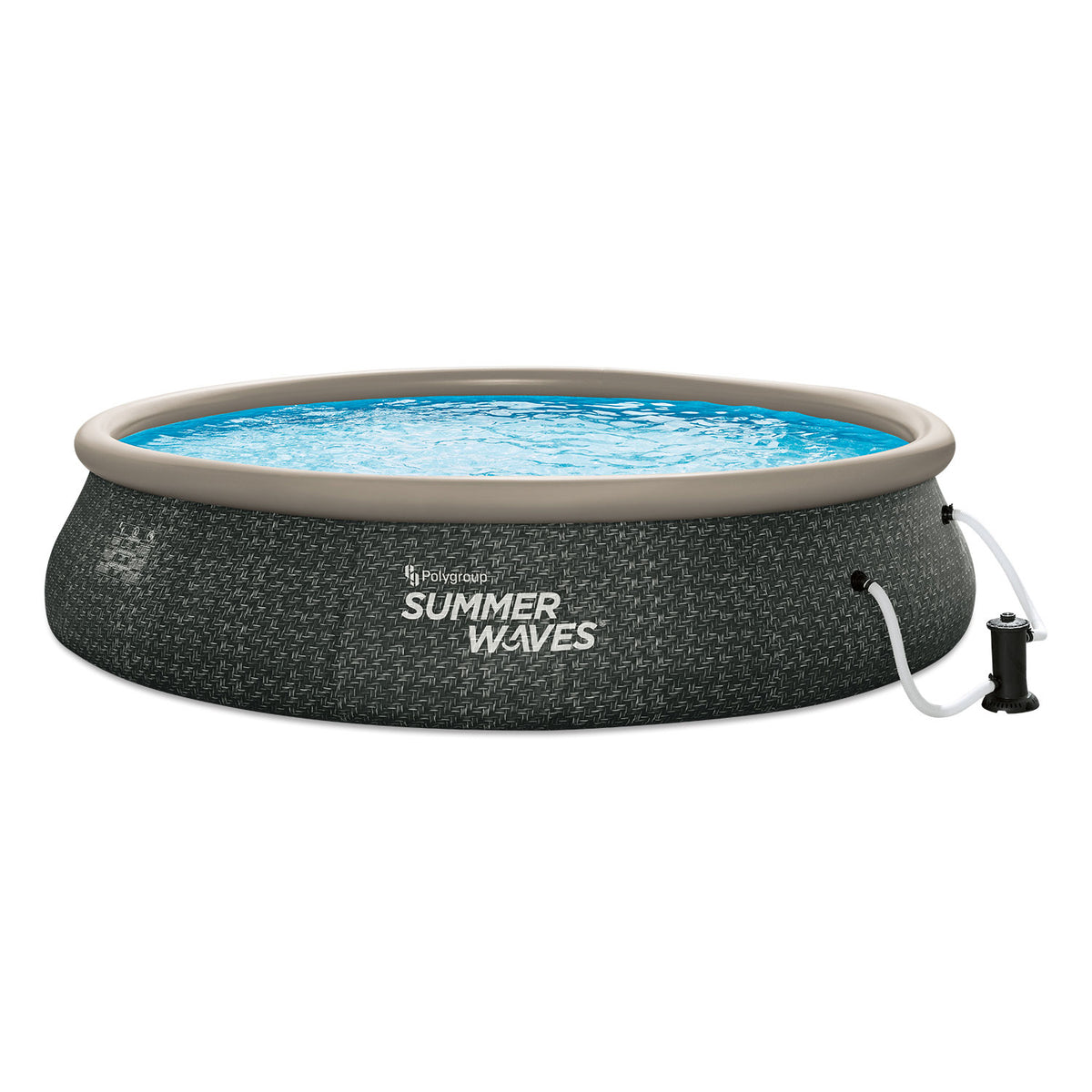 Summer Waves 16ft x 42in Ring Above Ground Pool Dark Gray Herringbone (Open Box)