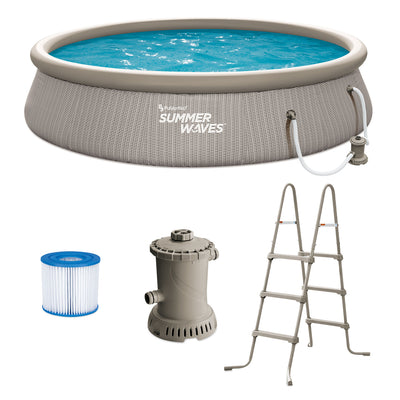 Summer Waves 14ft x 36in Quick Set Ring Above Ground Pool, Gray Basketweave - VMInnovations