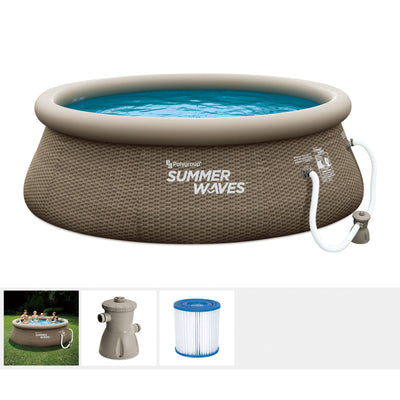 Summer Waves 10ft x 36in Above Ground Inflatable Outdoor Swimming Pool with Pump