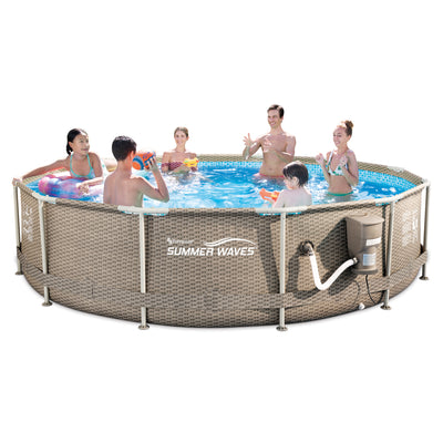 Summer Waves P20012335 12in x 30ft Above Ground Frame Swimming Pool Set, Tan