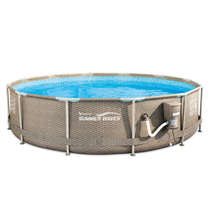 Summer Waves P20012335 12ft x 30in Above Ground Frame Swimming Pool Set, Tan