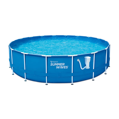 Summer Waves Active 10 Foot Metal Frame Above Ground Pool Set with Filter Pump