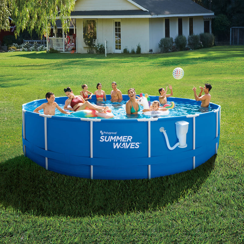 Summer Waves Active 10 Foot Metal Frame Above Ground Pool Set with Filter Pump