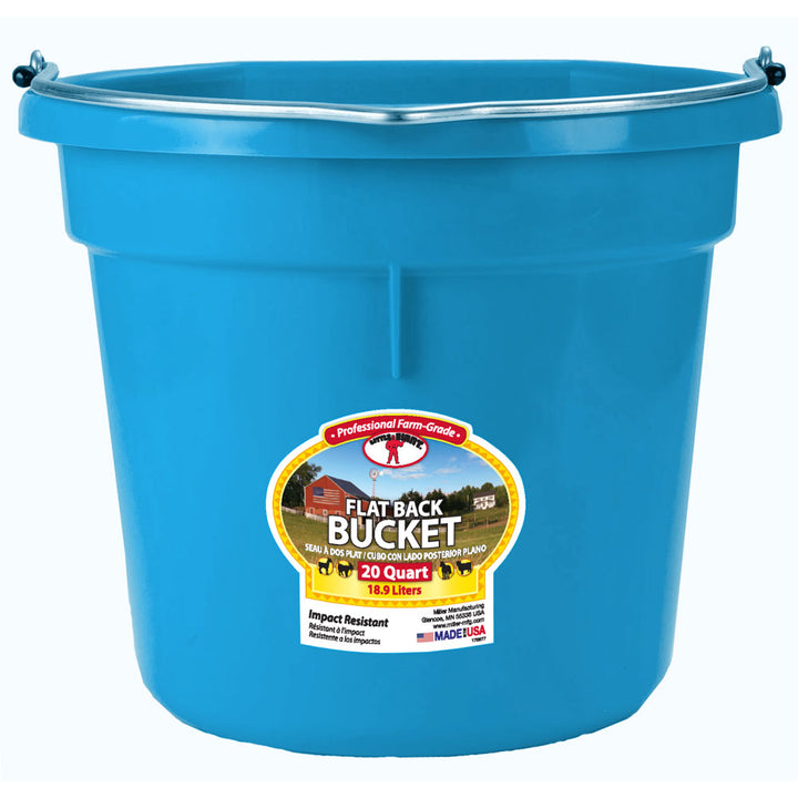 Little Giant All Purpose Heavy Duty Flat Back 20 Quart Plastic Bucket, Teal